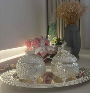 SS SUGAR POT TRAY PEACOCK''