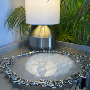 FIBER OVAL OXIDISED TRAY''