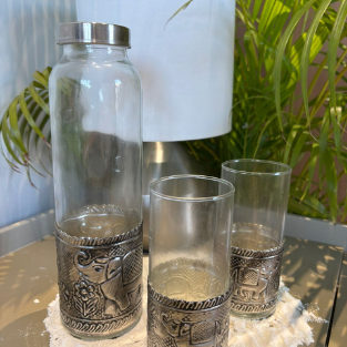 BOTTLE AND GLASS SET ELEPHANT''