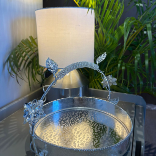 SS FLOWER HANDLE 9" TRAY''