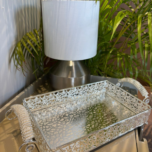 SS TWISED HANDLE RECTANGLE TRAY''