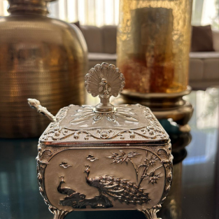 SS SUGAR POT SQUARE PEACOCK''