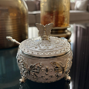 SS SUGAR POT ROUND BUTTERFLY''