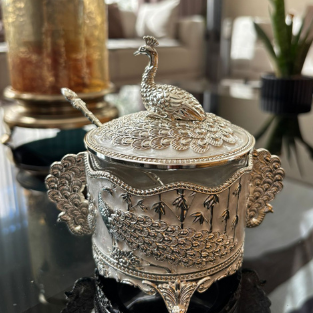SS SUGAR POT ROUNF PEACOCK NEW''