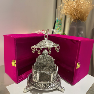 SMAL OXIDISED SINGHASAN VELVET BOX''