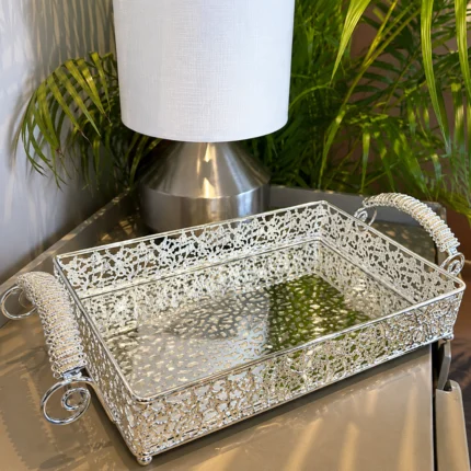 SS TWISED HANDLE RECTANGLE TRAY''