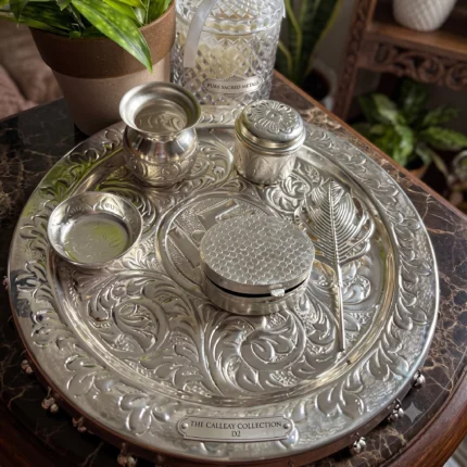 PURE GERMAN SILVER ARTHI THALI GHUNGURU''